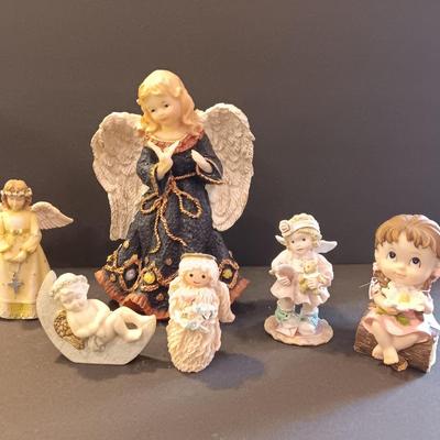 Collection of Angels and an adorable Tender Times porcelain girl