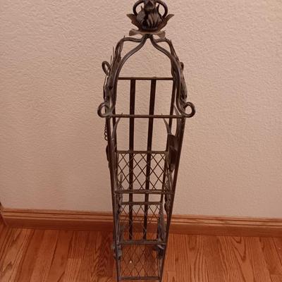 Small wrought iron metal shelf with wheat grass accents on sides - freestanding or hanging