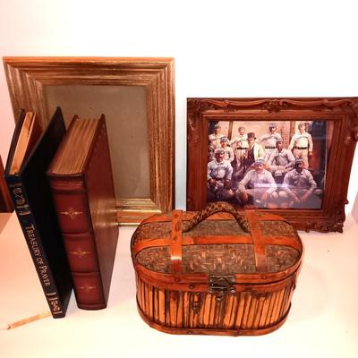 Framed Tombstone baseball team - faux book treasure keeper - basket and more