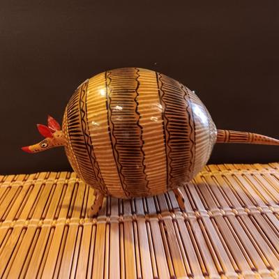 HomeCo Porcelain Squirrel - Fun bobble head like Goard made Armadillo with wicker table runner and more.