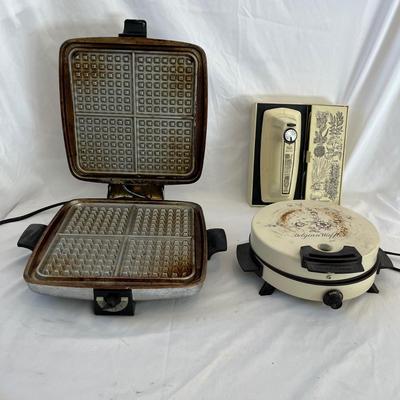 Vintage Small Appliances: Sears Wall Mount Hand Mixer & Waffle Irons (L-MG)