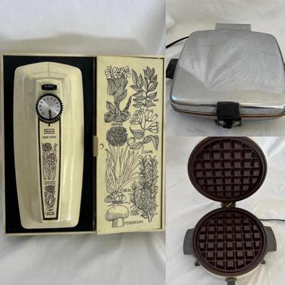 Vintage Small Appliances: Sears Wall Mount Hand Mixer & Waffle Irons (L-MG)