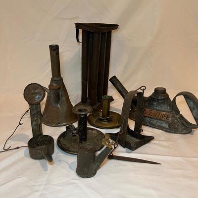 Tin Candle Mold, Betty Grease Lamp, Oil Lamps & More (BD-RG)