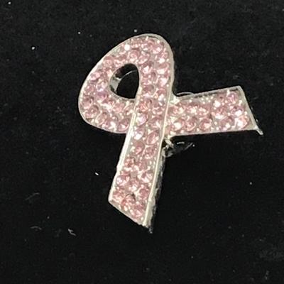 Pink Rhinestone ribbon pin