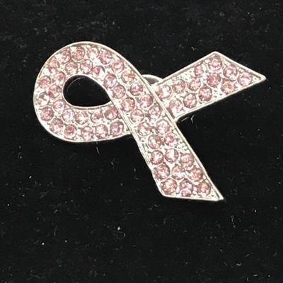 Pink Rhinestone ribbon pin