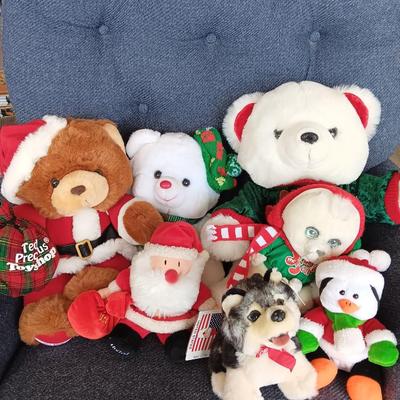 Collectible Christmas plush animals - Annual bears - husky dog - vintage Snuggles the seal and more