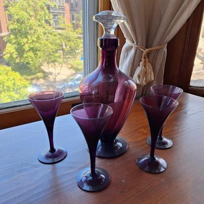 purple decanter set