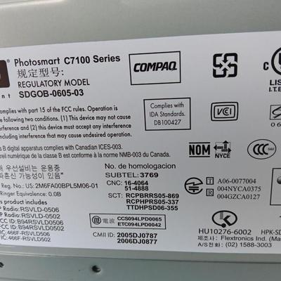 Hewlett Packard printer scanner copier Photosmart c7100 Series regulatory Model