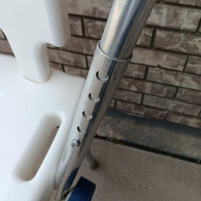 Adjustable height shower chair with adjustable height mobility walker