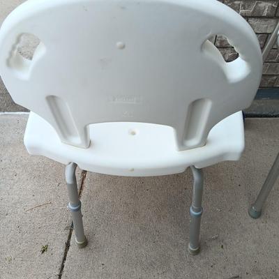 Adjustable height shower chair with adjustable height mobility walker
