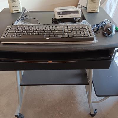 Small computer desk with printer stand - with computer accessories some new!