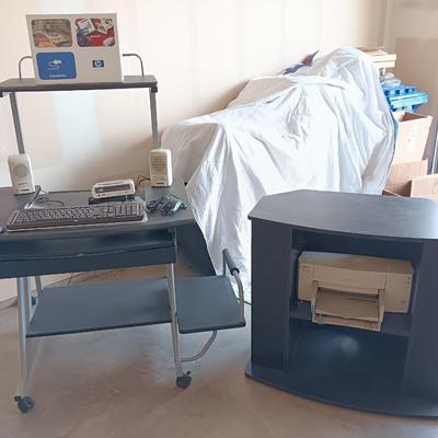 Small computer desk with printer stand - with computer accessories some new!