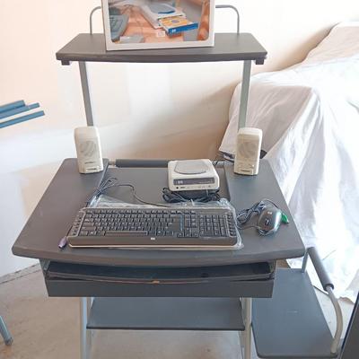 Small computer desk with printer stand - with computer accessories some new!