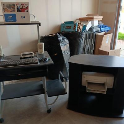 Small computer desk with printer stand - with computer accessories some new!