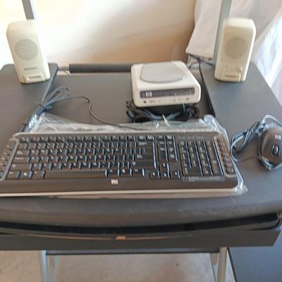 Small computer desk with printer stand - with computer accessories some new!