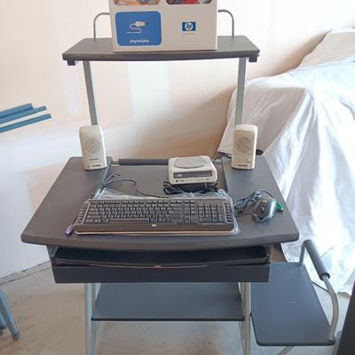 Small computer desk with printer stand - with computer accessories some new!