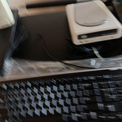 Small computer desk with printer stand - with computer accessories some new!