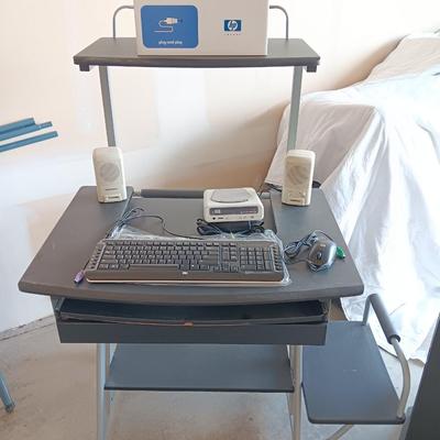 Small computer desk with printer stand - with computer accessories some new!