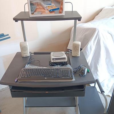 Small computer desk with printer stand - with computer accessories some new!