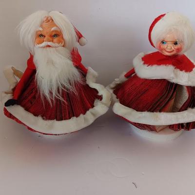 Home-made Vintage Christmas Santa & Mrs. made from paperback books