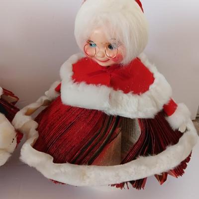 Home-made Vintage Christmas Santa & Mrs. made from paperback books