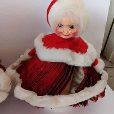 Home-made Vintage Christmas Santa & Mrs. made from paperback books