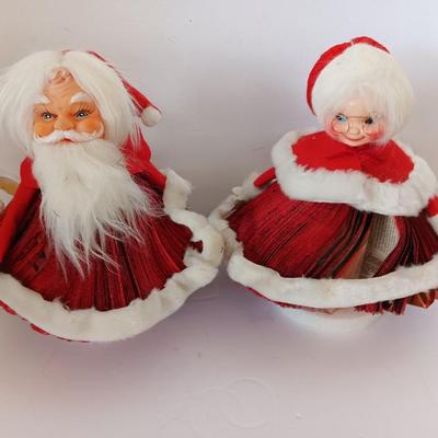 Home-made Vintage Christmas Santa & Mrs. made from paperback books