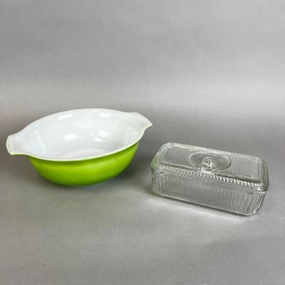 721 Glasbake Lime Mixing Bowl & Glass Refrigerator Box
