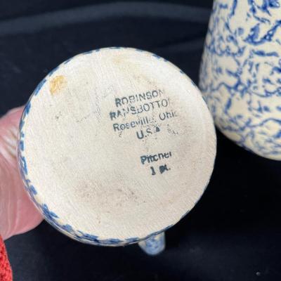 Blue spongeware pieces