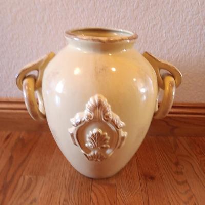 Decorative vintaged yellow 13" pottery accent vase