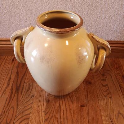 Decorative vintaged yellow 13" pottery accent vase