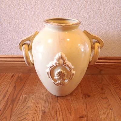 Decorative vintaged yellow 13" pottery accent vase