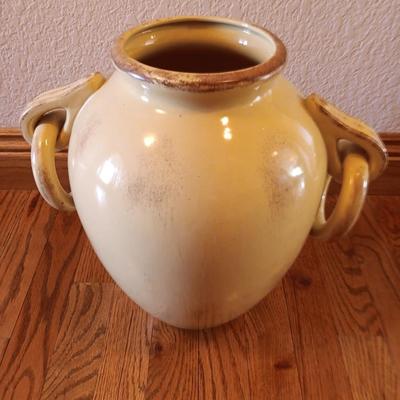 Decorative vintaged yellow 13" pottery accent vase