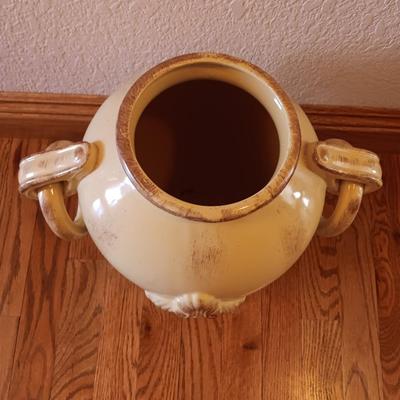 Decorative vintaged yellow 13" pottery accent vase