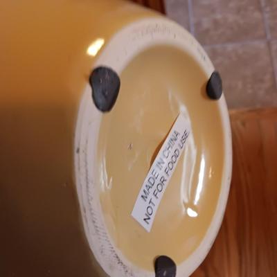 Decorative vintaged yellow 13" pottery accent vase
