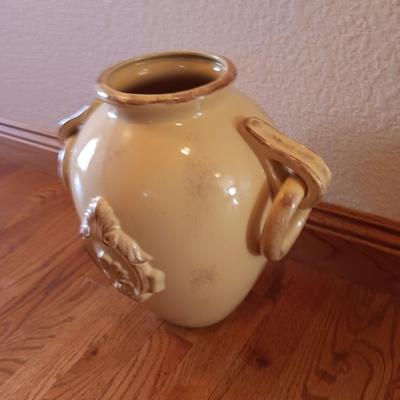 Decorative vintaged yellow 13" pottery accent vase