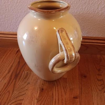 Decorative vintaged yellow 13" pottery accent vase
