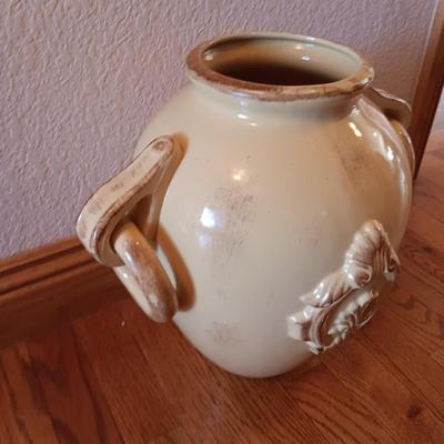 Decorative vintaged yellow 13" pottery accent vase