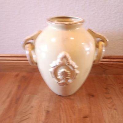 Decorative vintaged yellow 13" pottery accent vase