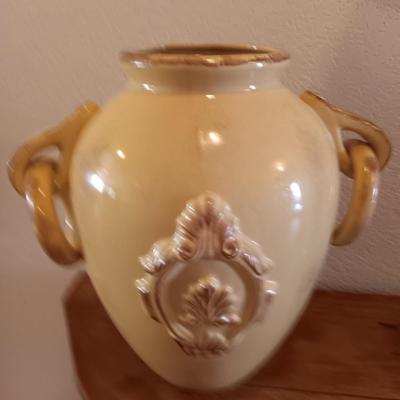 Decorative vintaged yellow 13" pottery accent vase