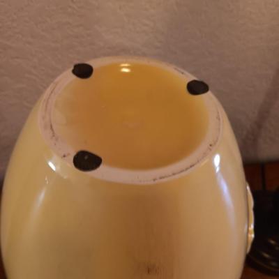 Decorative vintaged yellow 13" pottery accent vase