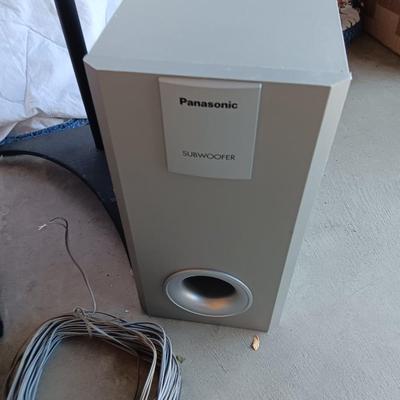 TWO sets of surround sound speakers with 2 stands - Panasonic & Sony with Subwoofers