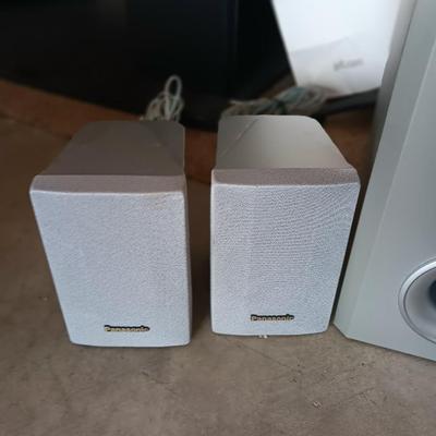 TWO sets of surround sound speakers with 2 stands - Panasonic & Sony with Subwoofers