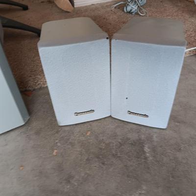 TWO sets of surround sound speakers with 2 stands - Panasonic & Sony with Subwoofers