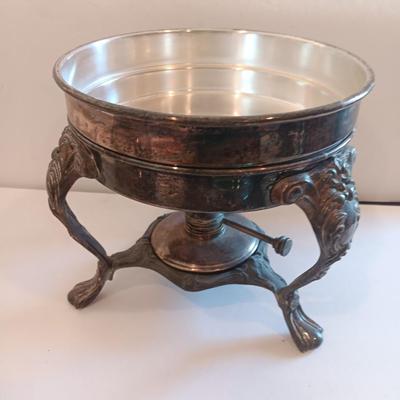 Antique Sheridan Silver Unique TROPHY Fondue pot with original stand and burner - Brookfield invitation Flight winner 1970