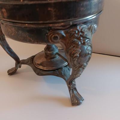 Antique Sheridan Silver Unique TROPHY Fondue pot with original stand and burner - Brookfield invitation Flight winner 1970