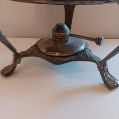 Antique Sheridan Silver Unique TROPHY Fondue pot with original stand and burner - Brookfield invitation Flight winner 1970