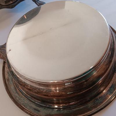 Antique Sheridan Silver Unique TROPHY Fondue pot with original stand and burner - Brookfield invitation Flight winner 1970