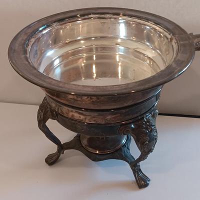 Antique Sheridan Silver Unique TROPHY Fondue pot with original stand and burner - Brookfield invitation Flight winner 1970