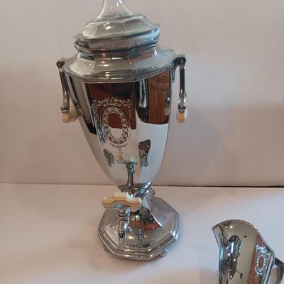 Antique L.F. & C. Art Deco Universal electric percolator /brew coffee pot with matching cream & sugar